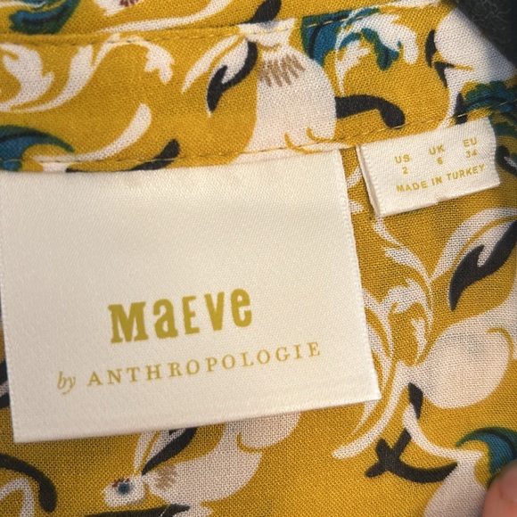 Anthropologie Maeve Janie Flounced Peasant Blouse Rabbit Print Women’s 2 - Picture 4 of 10